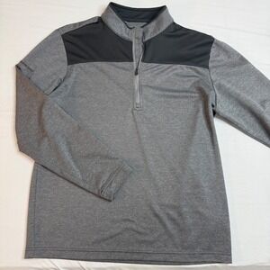 Adidas Golf Mens Medium Gray Black Quarter Zip Pullover Barstow Golf Logo